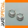 Vintage Silver Floral Hoop Earrings for Women