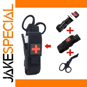 Tactical Black First Aid Kit with MOLLE Pouch