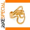 Gold Ripple Open Stainless Steel Ring JDRW2407013