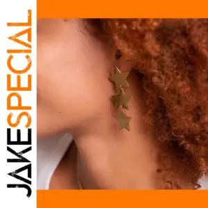 Gold Stainless Steel Geometric Star Earrings