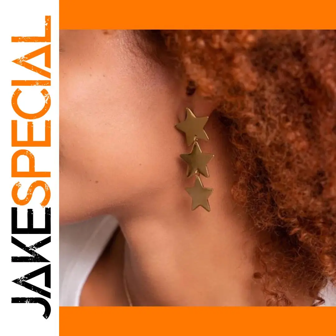 Gold Stainless Steel Geometric Star Earrings 1 Gold Stainless Steel Geometric Star Earrings