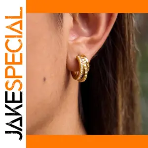 Stainless Steel Gold Earrings with Rhinestones