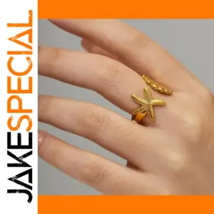 Gold Starfish Open Ring for Women