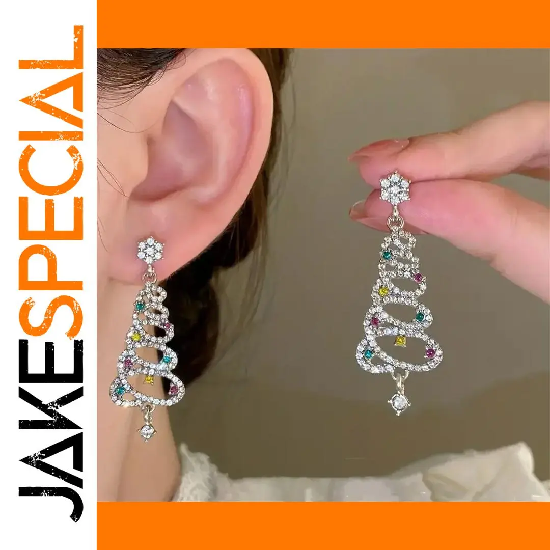 Sparkling Geometric Christmas Tree Earrings 1 Sparkling Geometric Christmas Tree Earrings