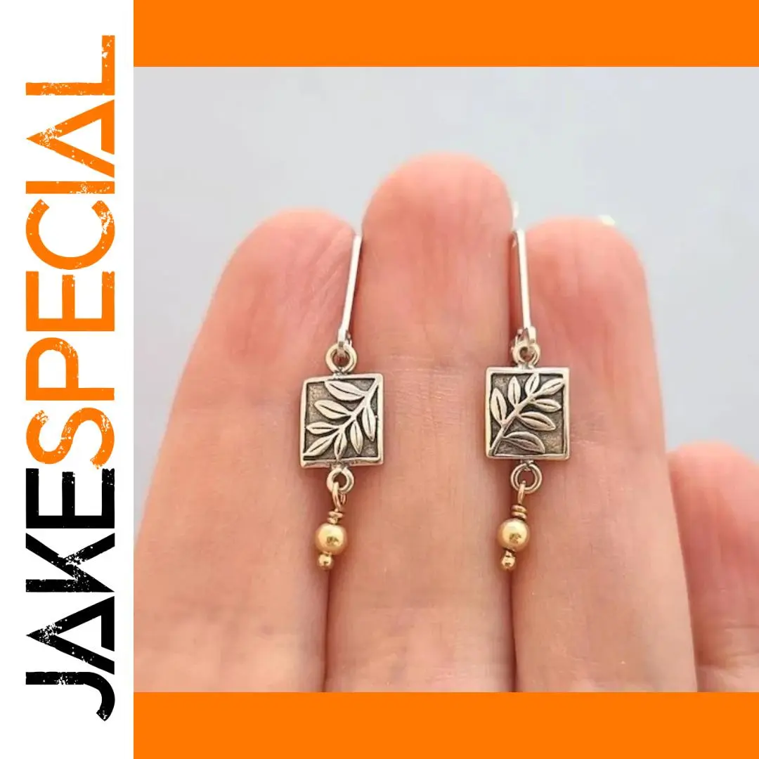 Vintage Leaf Earrings in Silver and Gold 1 Vintage Leaf Earrings in Silver and Gold