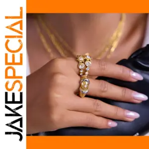 Two-Tone Stainless Steel Women's Ring with Zircons