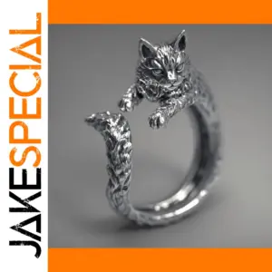 Vintage Silver Kitten Ring for Men & Women