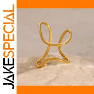 Geometric Gold Stainless Steel Ring for Women