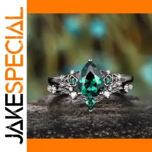 Elegant Waterdrop Flower Green Stone Ring