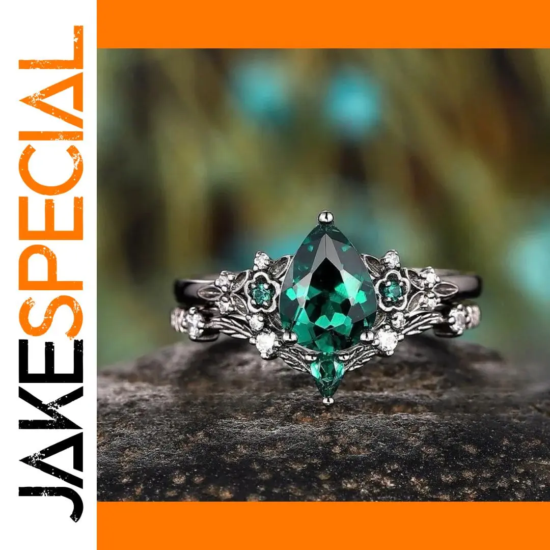 Elegant Waterdrop Flower Green Stone Ring 1 Elegant Waterdrop Flower Green Stone Ring