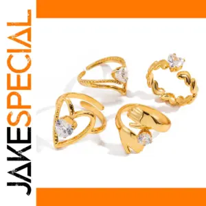 Stainless Steel Friendship Ring with Zirconia