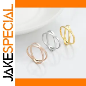 Elegant Stainless Steel Women’s Ring Set in Gold, Rose, and Steel