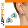 Geometric Green Cubic Zirconia Earrings for Women