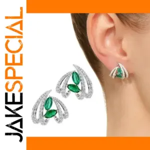 Geometric Green Cubic Zirconia Earrings for Women