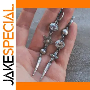 Vintage Silver Floral Dangle Earrings for Women