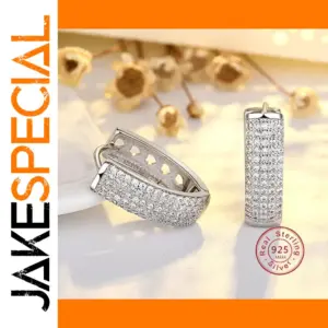 Silver Zircon Hoop Earrings for Women