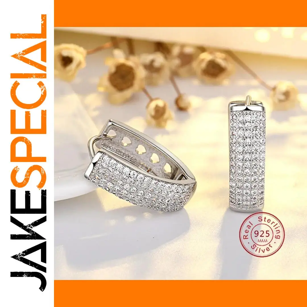 Silver Zircon Hoop Earrings for Women 1 Silver Zircon Hoop Earrings for Women