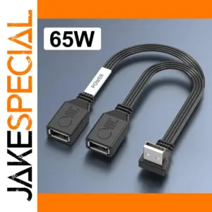 USB 1 to 2 Extension Splitter 65W, 10cm-50cm