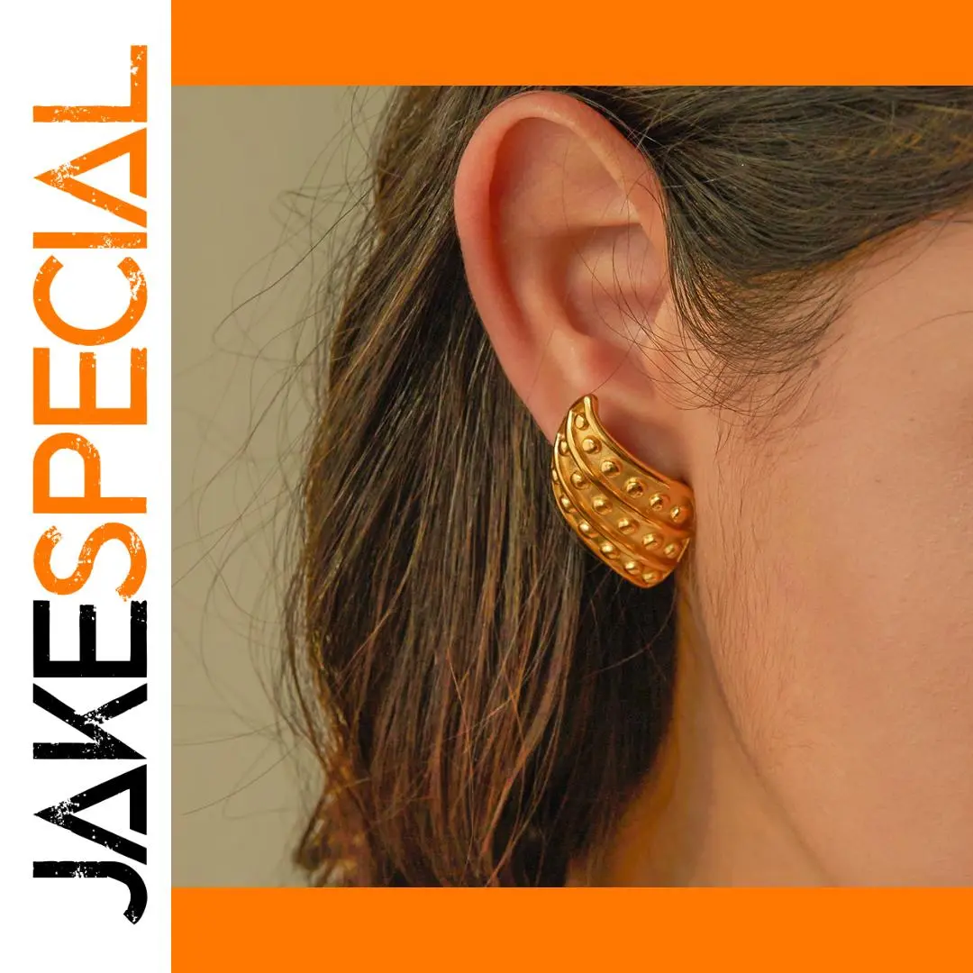 Stainless Steel Crescent Rivet Earrings 1 Stainless Steel Crescent Rivet Earrings