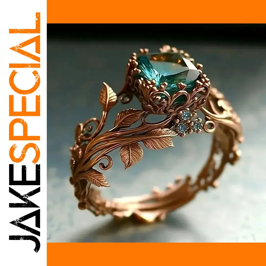 Vintage Rose Gold Cocktail Ring with Green Stone 1 Vintage Rose Gold Cocktail Ring with Green Stone