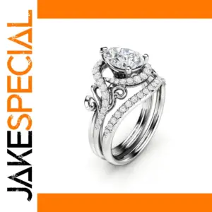 Silver Geometric Ring with White Zircon Accents