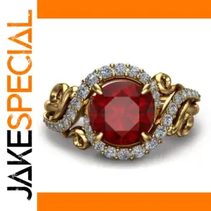 Women's Red and White Stone Fashion Ring