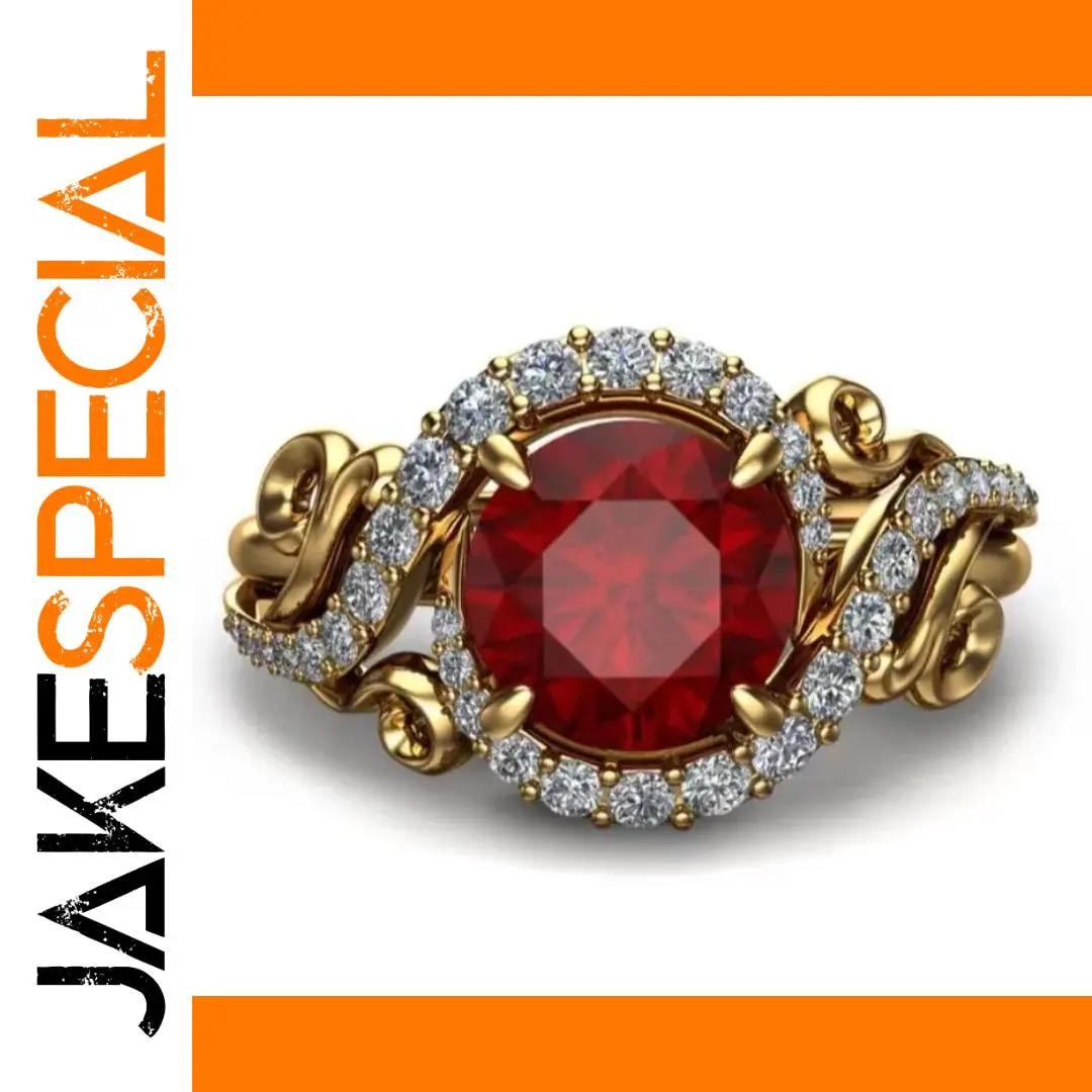 Women's Red and White Stone Fashion Ring 1 Women's Red and White Stone Fashion Ring