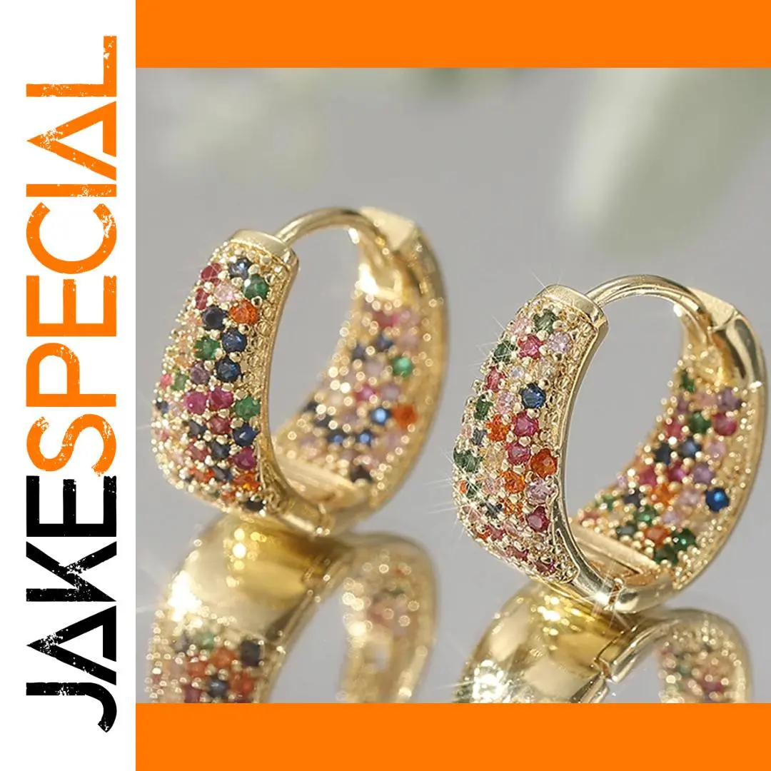 Multicolored Cubic Zirconia Hoop Earrings 1 Multicolored Cubic Zirconia Hoop Earrings