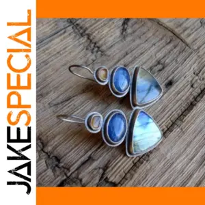 Vintage Geometric Drop Earrings in Silver or Gold