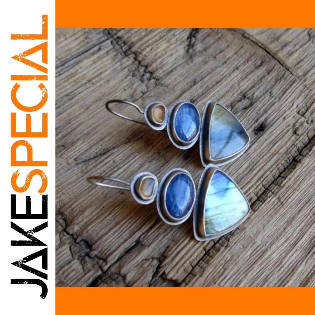 Vintage Geometric Drop Earrings in Silver or Gold 1 Vintage Geometric Drop Earrings in Silver or Gold