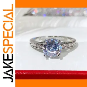 Silver Moissanite Wedding Ring with Zirconia