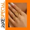 Stylish Set of Three Gold Geometric Rings