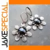 Vintage Silver and Black Stone Drop Earrings