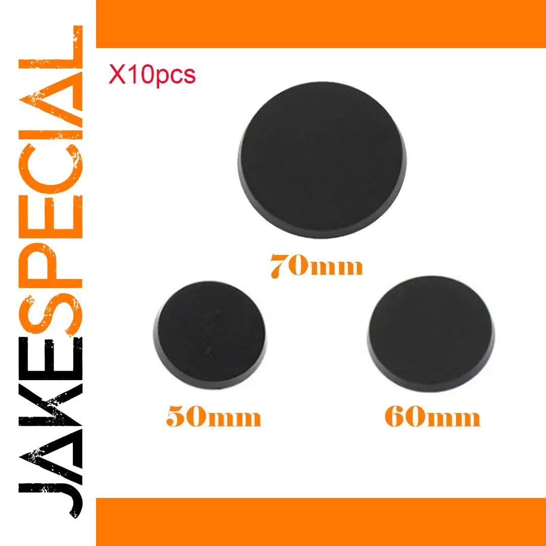 Black Round Miniature Bases Set 50mm, 60mm, 70mm 1 Black Round Miniature Bases Set 50mm, 60mm, 70mm
