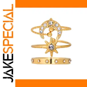 Celestial Sun & Moon Stainless Steel Rings Set