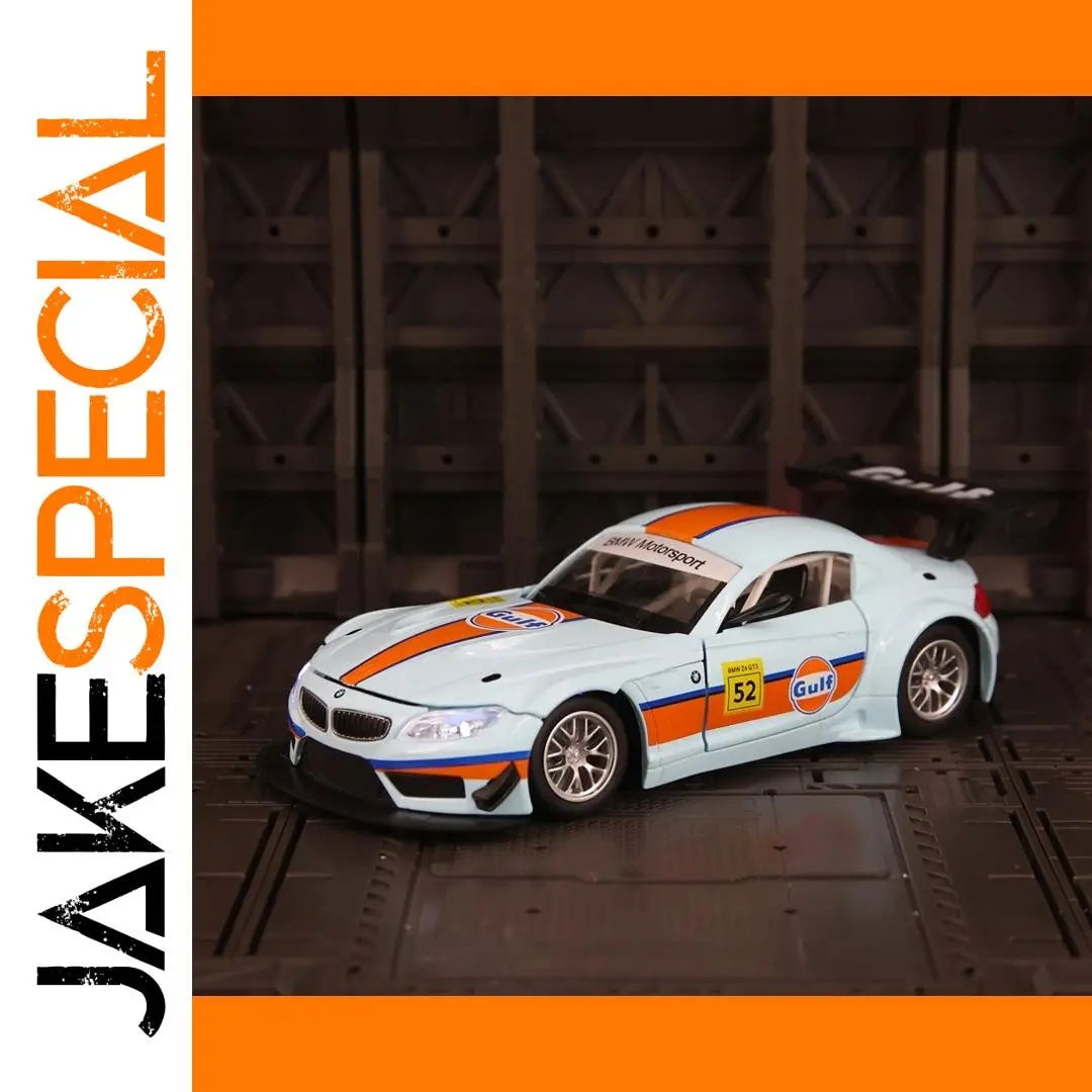 BMW Z4 GT3 Gulf Oil Diecast Model Car 1:24 Scale 1 BMW Z4 GT3 Gulf Oil Diecast Model Car 1:24 Scale