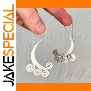 Vintage Silver Crescent Drop Earrings