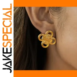 Vintage Stainless Steel Gold Knot Earring