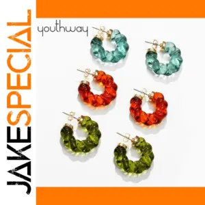 Vibrant Resin Hoop Earrings, 26mm Diameter