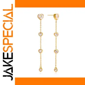 Stainless Steel Gold Heart Drop Earrings