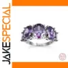 925 Silver Zircon Ring with Green or Purple Stones