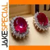 Red and White Cubic Zirconia Earrings