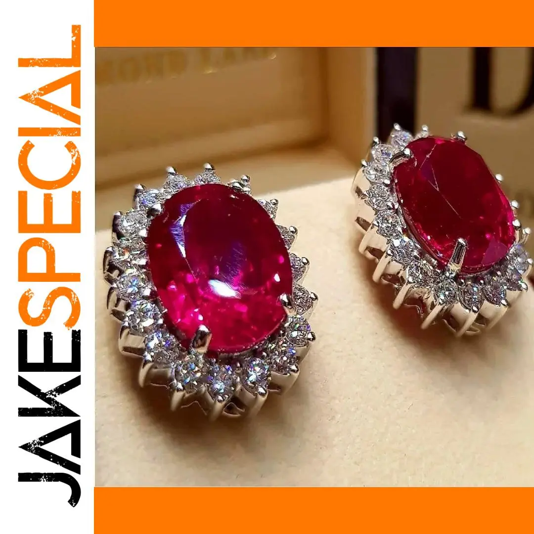 Red and White Cubic Zirconia Earrings 1 Red and White Cubic Zirconia Earrings