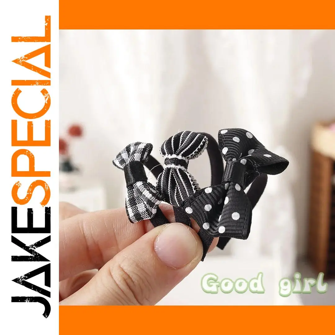 Miniature Doll Hairband with Black & White Bows 1 Miniature Doll Hairband with Black & White Bows