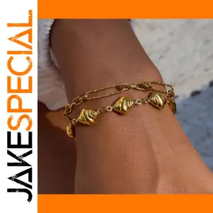 Gold Stainless Steel Nautical Charm Bracelet