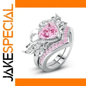 Elegant Silver Women's Heart & Swan Ring Set