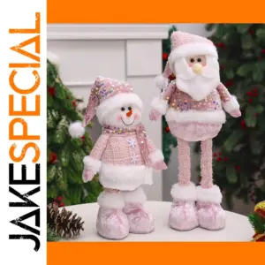 Pink Christmas Plush Doll Set for Holiday Decor