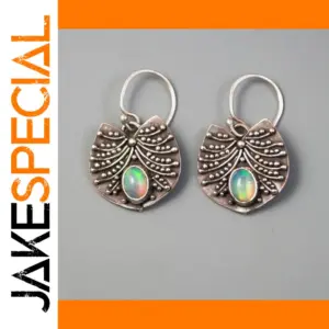 Vintage Silver Drop Earrings with Moonstone