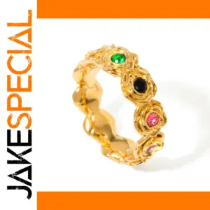 Women’s Gold-Colored Stainless Steel Ring with Cubic Zirconia