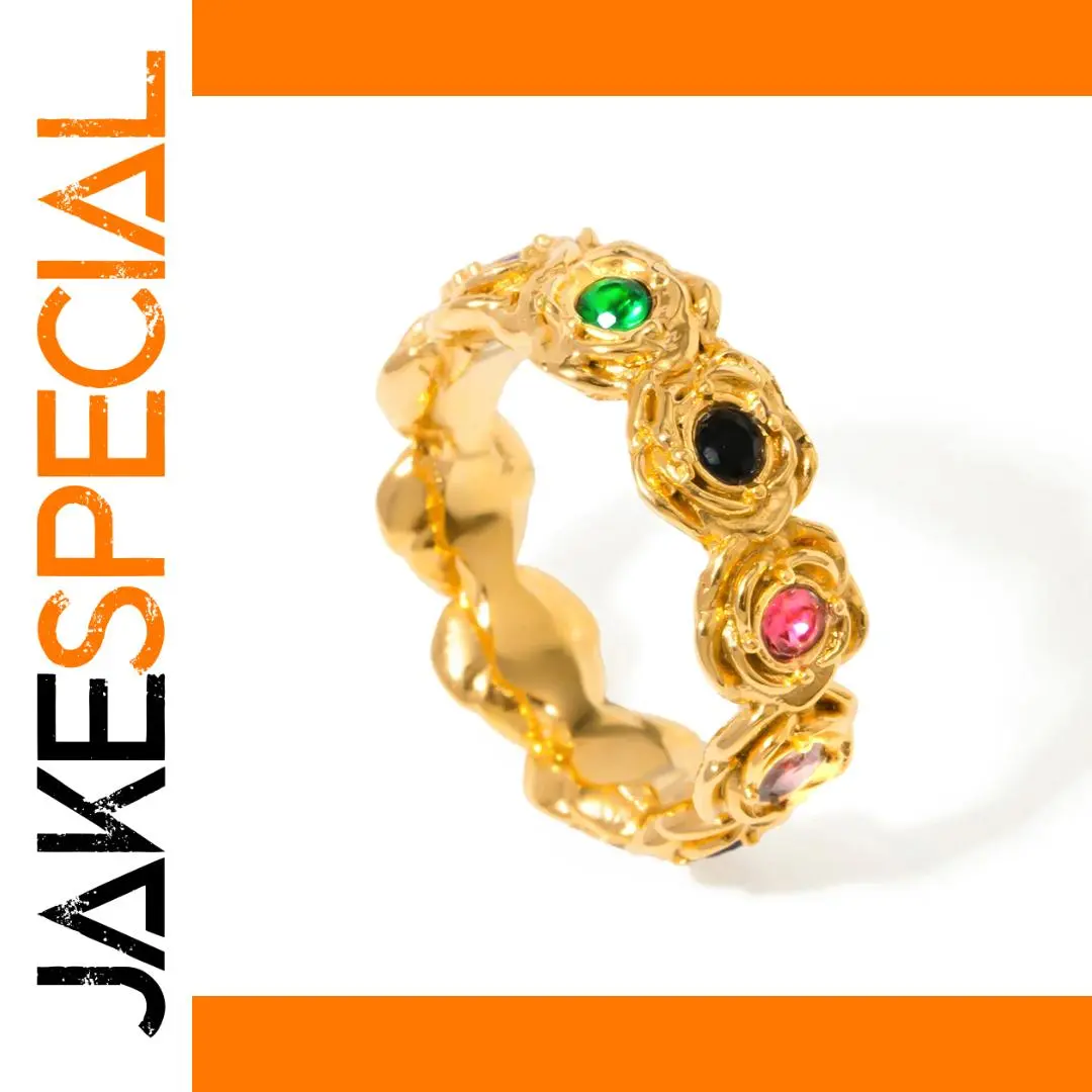 Women’s Gold-Colored Stainless Steel Ring with Cubic Zirconia 1 Women’s Gold-Colored Stainless Steel Ring with Cubic Zirconia